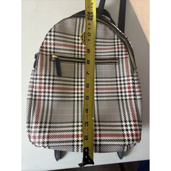 Tommy Hilfiger Women\'s Black And Red Plaid  Backpack Monogram Printed Logo